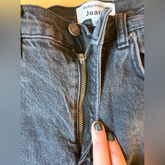 Reformation Liza Ultra High Rise Straight Jeans in Faded Black - Picture 5 of 11